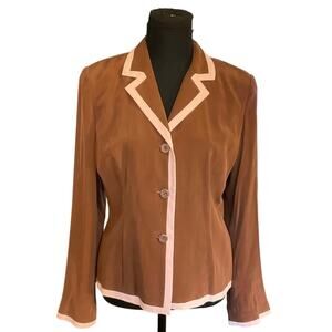 NWT Debra McGuire Jacket Brown and Pink Vintage Silk Career Wear Size 6